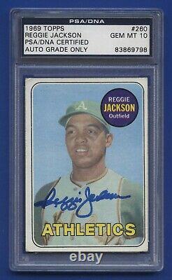 1969 Topps Reggie Jackson Rc Rookie Card #260 Auto Autograph Signed Psa 10 Gem