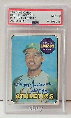 1969 Topps Signed Autographed Reggie Jackson Rookie Rc Card PSA 9 Auto MLB HOF