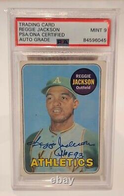 1969 Topps Signed Autographed Reggie Jackson Rookie Rc Card PSA 9 Auto MLB HOF