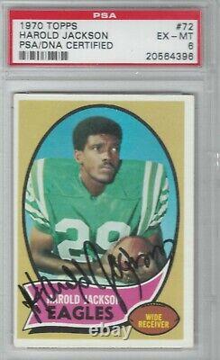 1970 Topps Harold Jackson #72 RC Rookie Signed Autographed PSA DNA 6