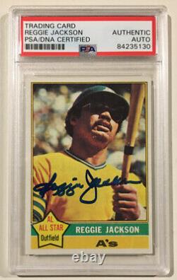 1976 Topps REGGIE JACKSON Signed Autographed Baseball Card PSA/DNA #500 Athletic
