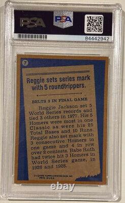 1978 Topps REGGIE JACKSON Signed Baseball Card #7 PSA/DNA Auto Grade 10