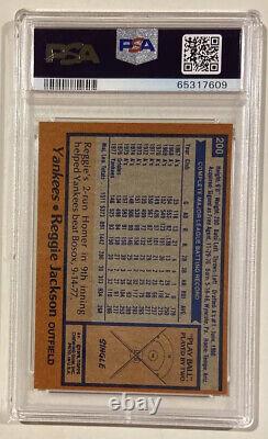 1978 Topps REGGIE JACKSON Signed Baseball Card PSA 8 PSA/DNA Auto 10 78 Champs