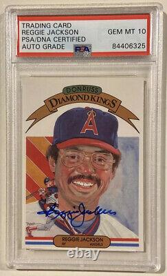 1982 Donruss DK REGGIE JACKSON Signed Baseball Card PSADNA Auto Grade 10