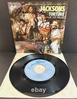 1984 The Jacksons Torture 45 Record Signed By 6 Michael Jackie Jermaine Jackson