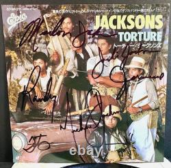1984 The Jacksons Torture 45 Record Signed By 6 Michael Jackie Jermaine Jackson