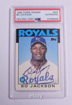 1986 Topps Traded #50T Autographed Bo Jackson Baseball Card Certified PSA