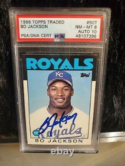 1986 Topps Traded #50T Bo Jackson Rookie RC PSA 8 NM-Mint PSA/DNA AUTO 10 Signed
