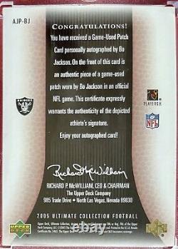 2005 Ultimate Collection BO JACKSON 2 Clr Patch Autograph SSP Auto /15 On Card