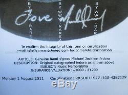 2011 Genuine Michael Jackson signed Fedora Hat with COA