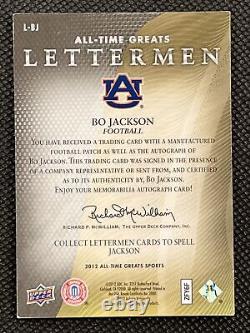2012 Bo Jackson Upper Deck All-Time Greats Letterman Autographs'C #L-BJ 133/140
