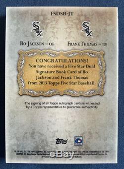2013 Topps Five Star Bo Jackson Frank Thomas Dual Signed Signature Book Auto 10