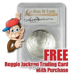 2014-P Baseball HOF Silver $1 - PCGS MS69 - Hand Signed By Reggie Jackson