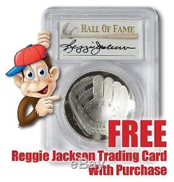 2014-P Baseball HOF Silver $1 - PCGS PR69 - Hand Signed By Reggie Jackson