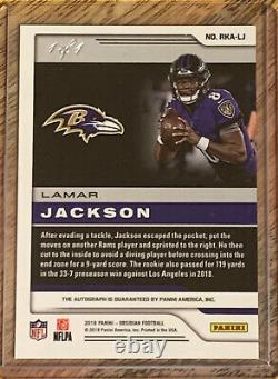 2018 Obsidian Lamar Jackson RC Rookie Auto 1/1 One Of One! Baltimore Ravens