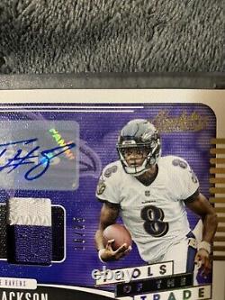 2019 Absolute Lamar Jackson Auto 2 Color Patch Game Used Ball /25 Tool of Trade
