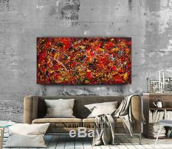 Abstract Expressionist American Signed Jackson Pollock Oil Painting Modern Art