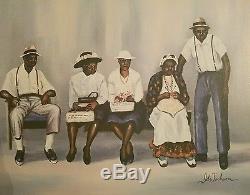 African American Ida Jackson signed FAMILY PORTRAIT GENUINE LITHOGRAPH CANVAS