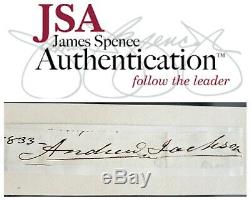 Andrew Jackson Signed / Autograph Jsa Authentic