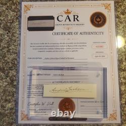 Andrew Jackson Signed / Autographed Cut Document with LOA