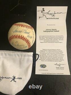 Autographed Johnny Bench Hand Signed 16 Stat Baseball Reggie Jackson.com Cert