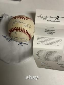 Autographed Rod Carew 16 Stat Hand Signed Baseball Reggie Jackson. Com Certified