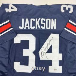 Autographed/Signed Bo Jackson Auburn Blue Football Jersey BAS COA