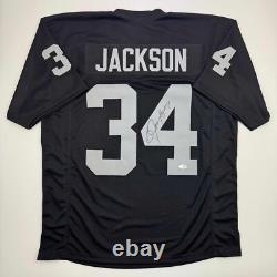 Autographed/Signed Bo Jackson Oakland Black Football Jersey JSA COA