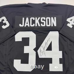 Autographed/Signed Bo Jackson Oakland Black Football Jersey JSA COA