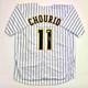 Autographed/Signed Jackson Chourio Milwaukee Pinstripe Jersey Beckett BAS COA
