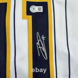 Autographed/Signed Jackson Chourio Milwaukee Pinstripe Jersey Beckett BAS COA