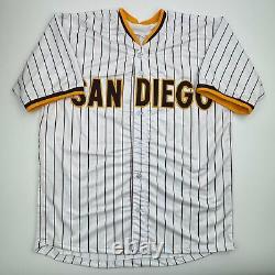 Autographed/Signed Jackson Merrill San Diego Pinstripe Baseball Jersey BAS COA