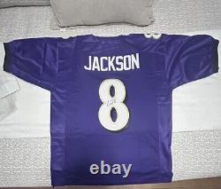 Autographed/Signed LAMAR JACKSON Baltimore Black Football Jersey JSA COA Auto