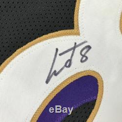 Autographed/Signed LAMAR JACKSON Baltimore Black Football Jersey JSA COA Auto