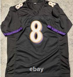 Autographed/Signed LAMAR JACKSON Baltimore Black Football Jersey JSA COA Auto