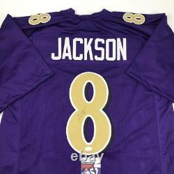 Autographed/Signed Lamar Jackson Baltimore Color Rush Football Jersey JSA COA