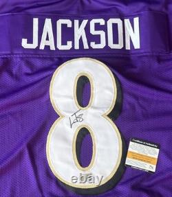 BALTIMORE RAVENS LAMAR JACKSON #8 SIGNED AUTOGRAPHED NFL JERSEY Authentic COA