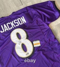 BALTIMORE RAVENS LAMAR JACKSON #8 SIGNED AUTOGRAPHED NFL JERSEY Authentic COA