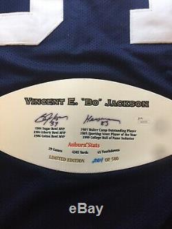 BO JACKSON Custom Autographed Auburn Stat Jersey Inscribed 85 Heisman JSA Cert