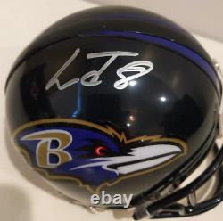 Baltimore Ravens Lamar Jackson Signed Mini Helmet Auto JSA James Spence COA