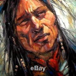 Blackfoot Native American SUN MAN Medicine Jackson Hole WY Western Original Oil