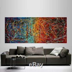 Blue Red Jackson Pollock Abstract Art on Canvas Painting Wall Art Picture Decor