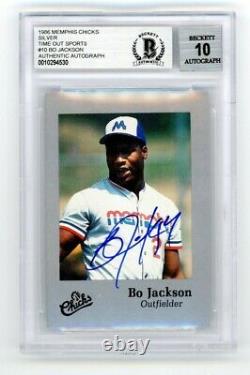 Bo Jackson 1986 Time Out Sports Autographed Card Silver Memphis Chicks BAS 10