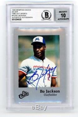 Bo Jackson 1986 Time Out Sports Autographed Card Silver Memphis Chicks BGS 10