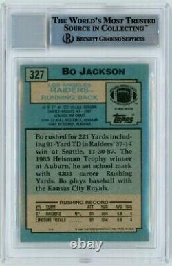 Bo Jackson 1988 Topps Football Autograph Auto Rookie Card #327 BAS 10