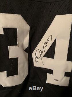 Bo Jackson #34 Leaf Authentics Autographed Black Jersey Oakland Raiders COA