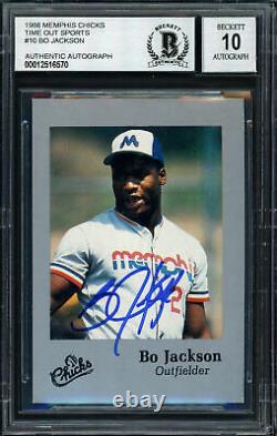 Bo Jackson Autographed 1986 Time Out Rookie Card Gem 10 Auto Beckett 187401