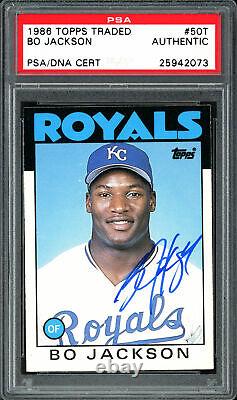Bo Jackson Autographed 1986 Topps Traded Rookie Card #50T PSA/DNA #25942073