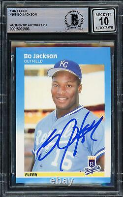 Bo Jackson Autographed 1987 Fleer Rookie Card Royals Gem 10 Auto Beckett 211044