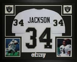 Bo Jackson Autographed & Framed White Raiders Jersey Auto Beckett COA D17
